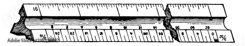 Triangle Scales, markings instead of being scribed,  vintage engraving.