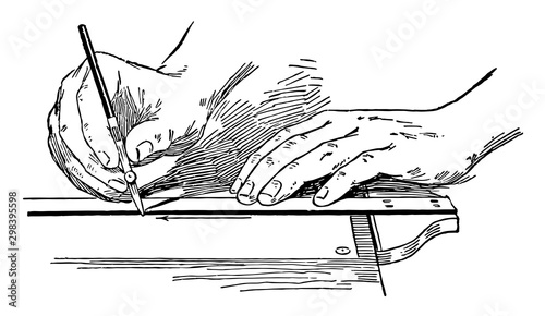Pen Positioning, specific competitors,  vintage engraving.