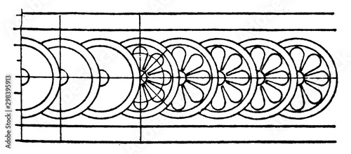 Persepolis Rosette Band is a persian pattern of a flower, vintage engraving.