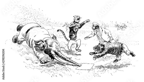 Baseball in Jungleville 4, vintage illustration