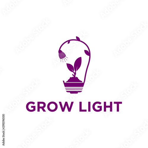 Spectrum grow light logo design, spectrum plant grow with lamp indoor for product logo or store identity