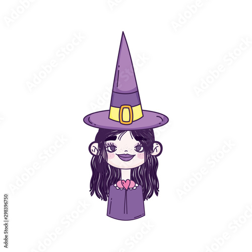 happy halloween celebration girl with hat witch