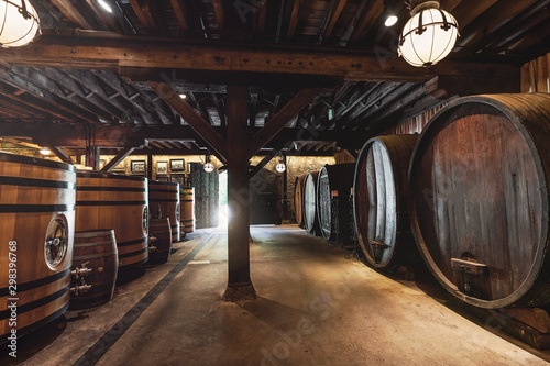 Inside a vineyard's wine cave.