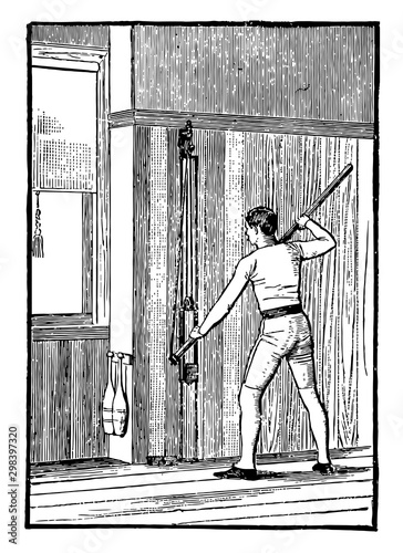 Paddling Machine vintage illustration.