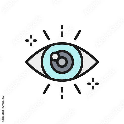 Vector business look, attentive eye color icon.