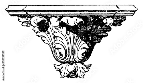 Renaissance Console, furniture,  vintage engraving.
