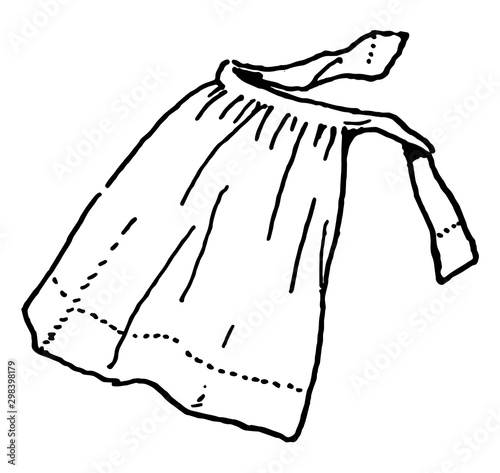 Apron are ties around the waist, vintage engraving.