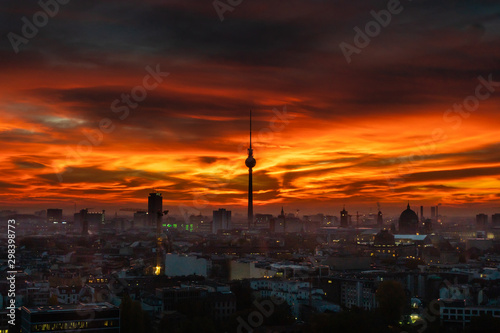 berlin tv tower sunset skyline view