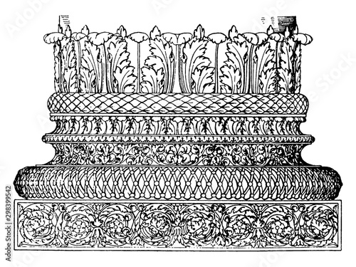 Roman Base, imperial palaces ,  vintage engraving.