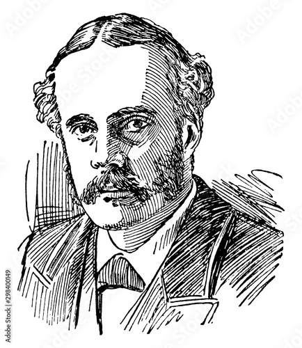 Arthur James Balfour, vintage illustration photo