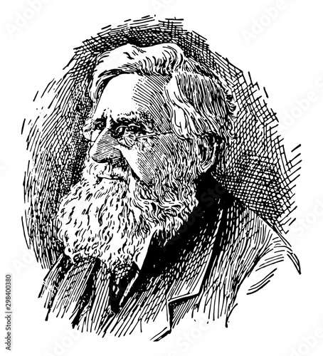 Alfred Russel Wallace, vintage illustration photo