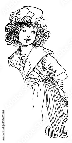 Betsy Ross Girl vintage illustration.
