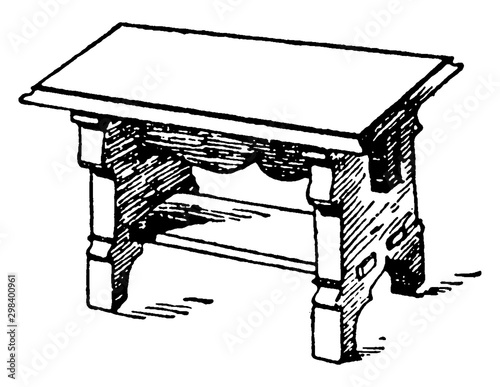 Middle Age Bench, vintage illustration