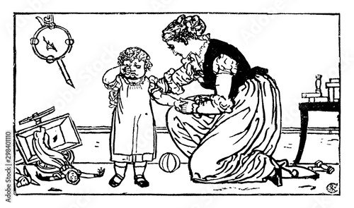 Crying Child vintage illustration.