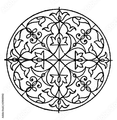 Renaissance Circular Panel is a German design, vintage engraving.