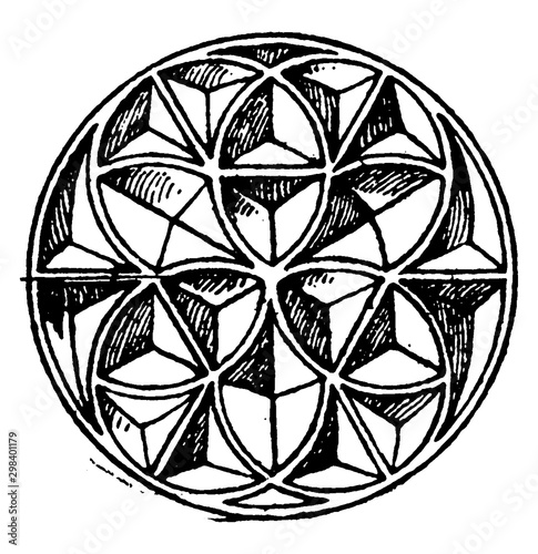 Gothic Circular Panel is a chip-carving, vintage engraving.