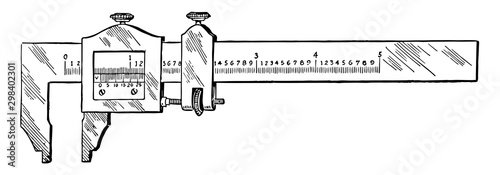 Vernier Caliper, vintage illustration.
