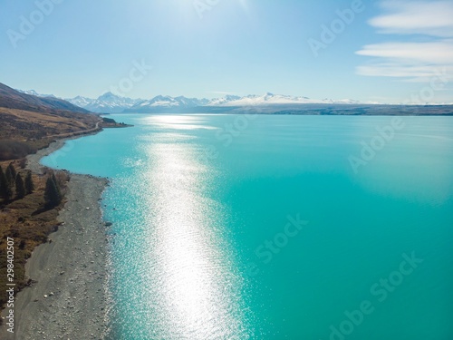 Canvastavla Scenic aerial view of Lake Pukaki, South Island, New Zealand