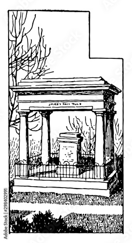 Polk's Tomb vintage illustration.