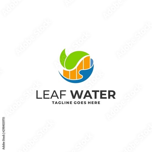 Leaf with Water Designs Concept illustration Vector Template. © Artnivora