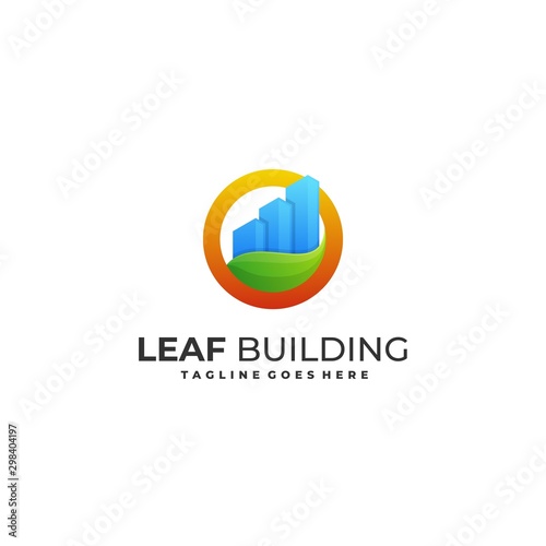 Building With Leaf and Circle Concept Vector Template. Free Download Building With Leaf and Circle Concept Vector Template. - GFXLoad