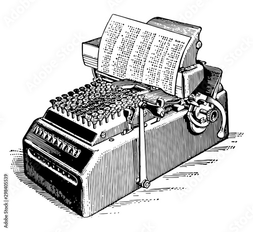 Calculating machine, vintage illustration.