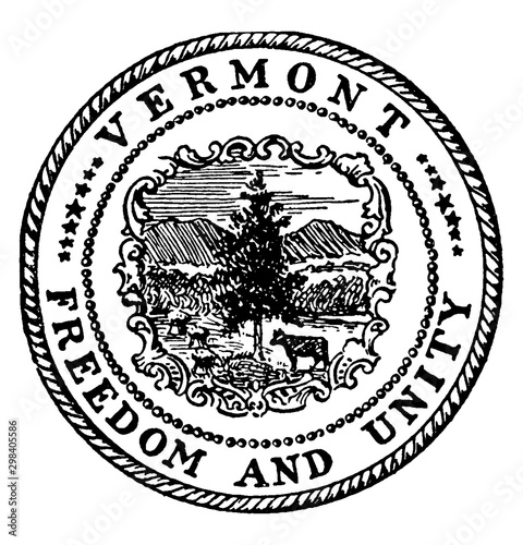 The Great Seal of Vermont, vintage illustration