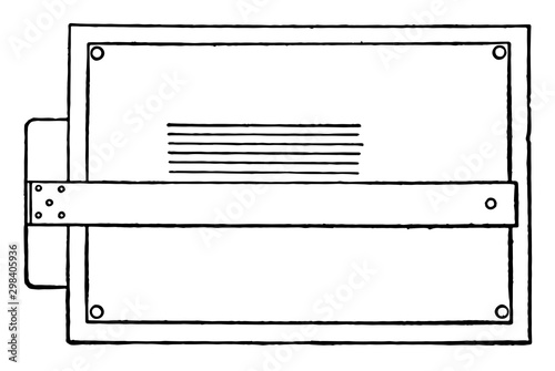 Drawing Parallel Lines, swing the compass down to make two marks,  vintage engraving.