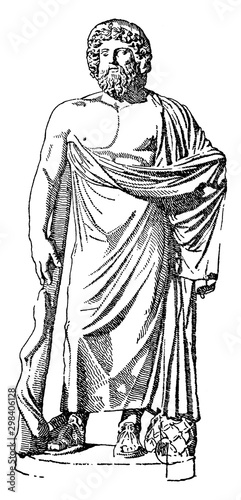 Aesculapius vintage illustration.