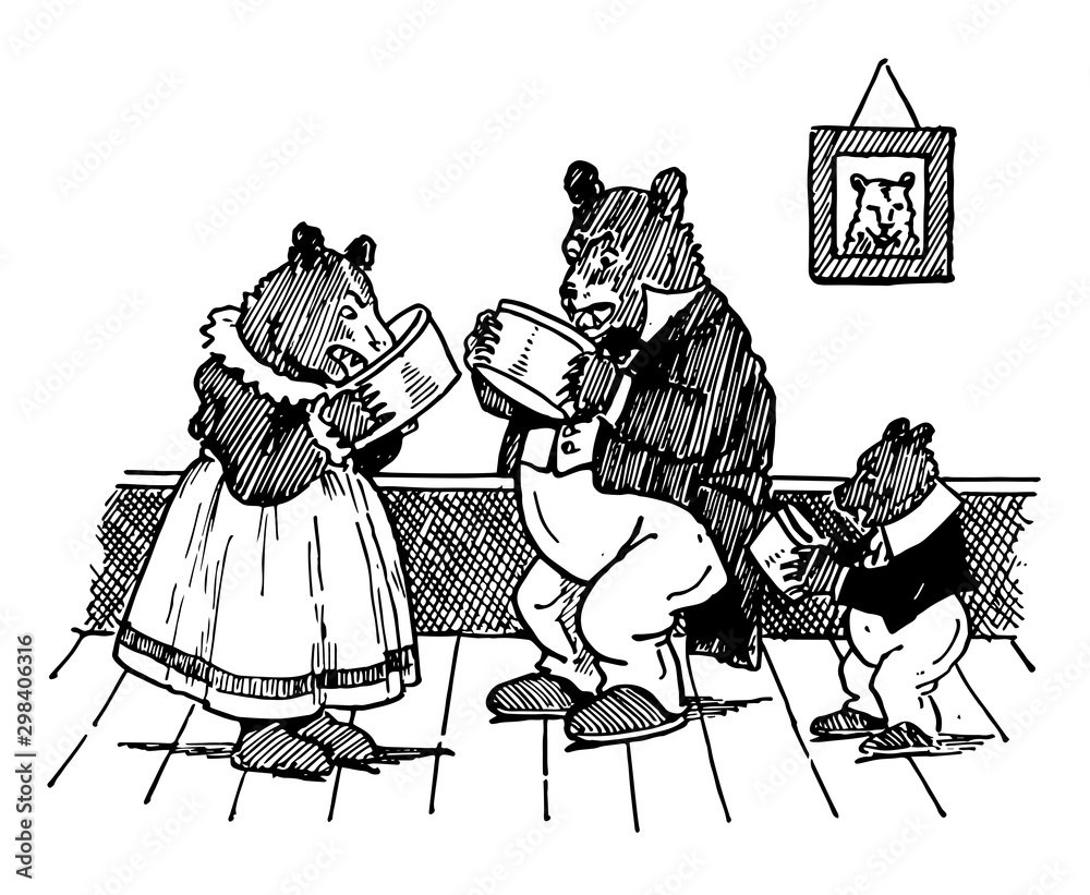 The Three Bears, vintage illustration Stock Vector | Adobe Stock