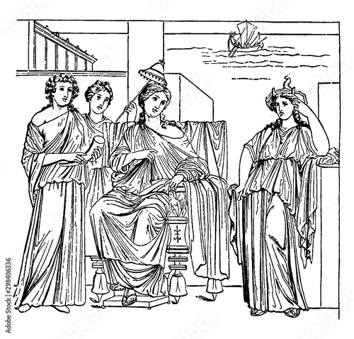 Dido parting with Aeneas vintage illustration.