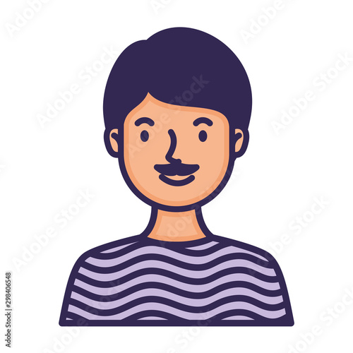 man with mustache avatar character fill style