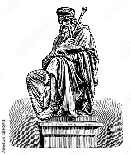 Sculpture of John Wycliffe, vintage illustration