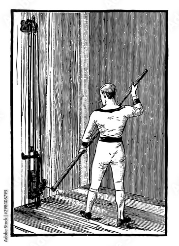 Paddling Machine vintage illustration.