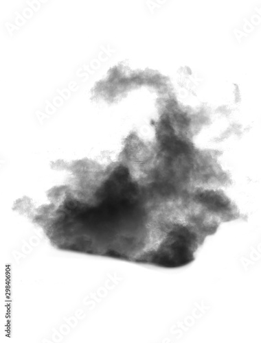 Abstract black smoke on white background. Black smoke brush