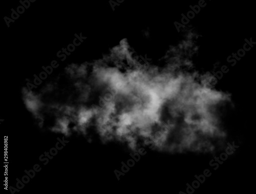 White smoke on black background. Smoke isolated on black