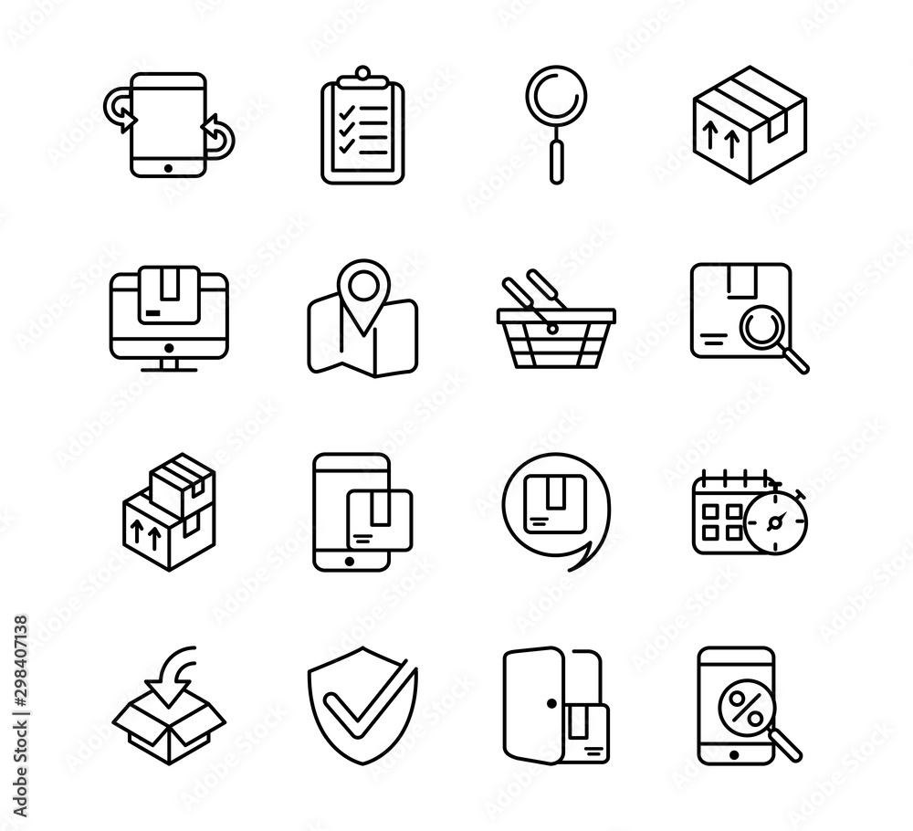 commercial service logistic delivery icons thick line