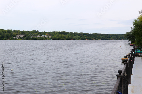 View to Volga river from the promenade of Plyos, Russia