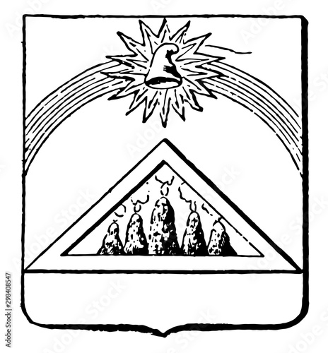 Nicaraguan Coat of Arms is a Central America coat, vintage engraving.