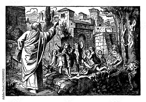 Elisha Curses Rude Boys and They are Mauled by Bears vintage illustration.