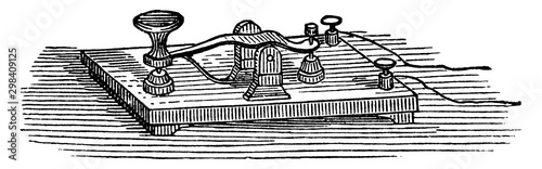 Morse Key, vintage illustration.