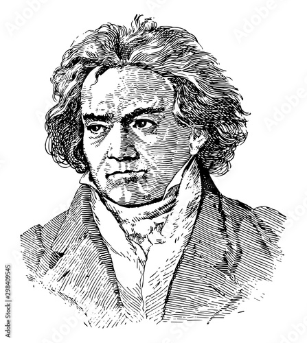 Ludwig van Beethoven, vintage illustration photo