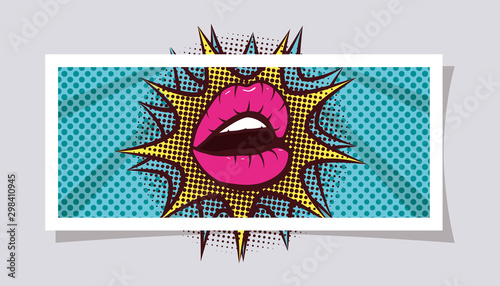 sexy woman mouth with splash expression pop art style