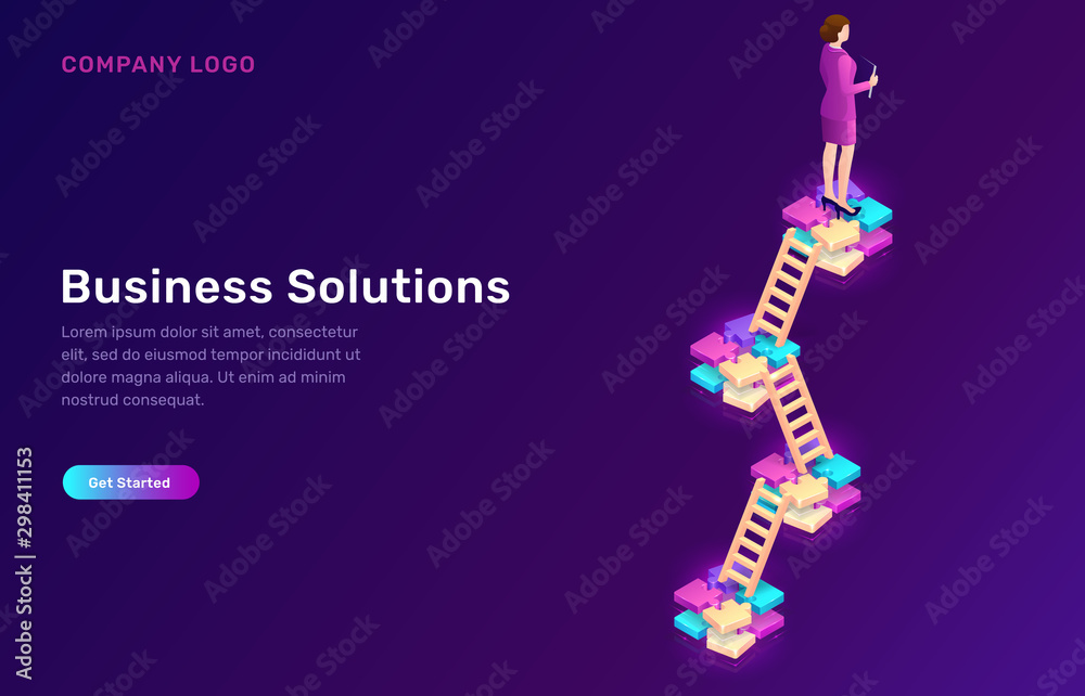 Business solution and successful strategy of development, isometric ...