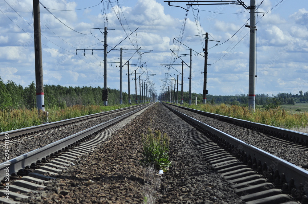 Rails going beyond the horizon .