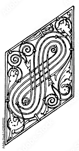 Grill Panel is found on the pulpit steps in Thann, vintage engraving.
