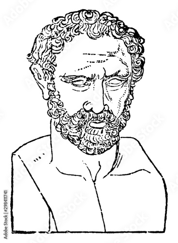 Bust of Demosthenes, vintage illustration