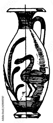 Greek Lekythos is thus a narrow type of jug, vintage engraving.
