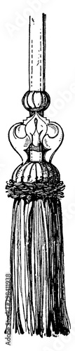 Turkish Harness Tassel, vintage engraving.