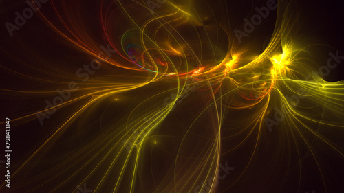 Fractal 3D rendering abstract gold bright background